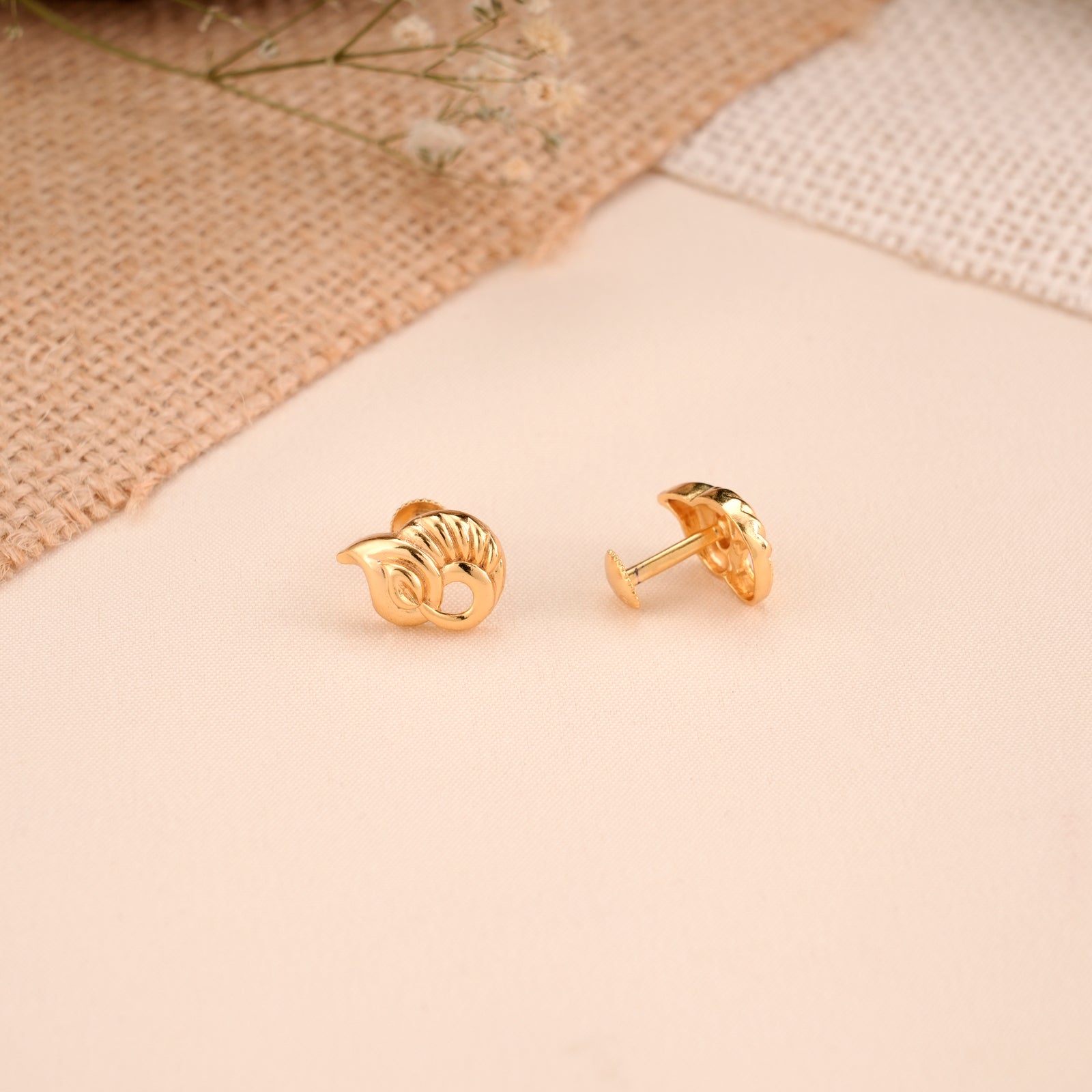 Swirl Design Casting Gold Plated Stud
