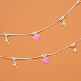 Tiny Charming Heart Silver Baby Anklets