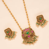 Blossom Floral Antique Pendant Golden Necklace Set