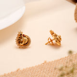 Traditional Golden Studs with Peacock Design