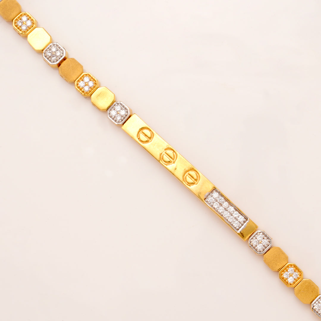Dual Finish Square Shape Gold Bracelet for Women