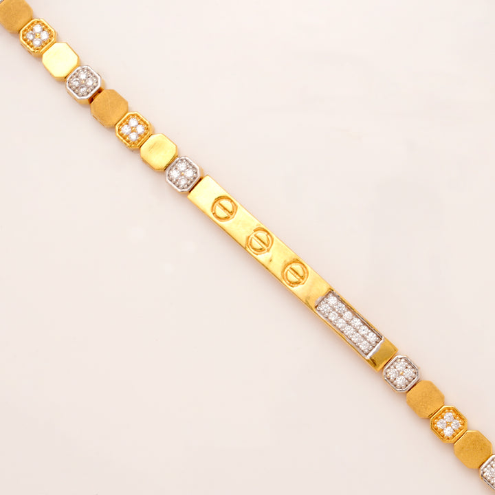 Dual Finish Square Shape Gold Bracelet for Women