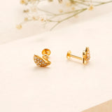 Swan White Stone Golden Stud
