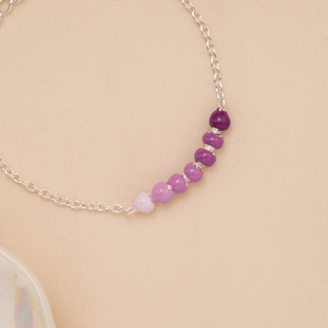 Purple Gradient Beaded Baby Silver Bracelet