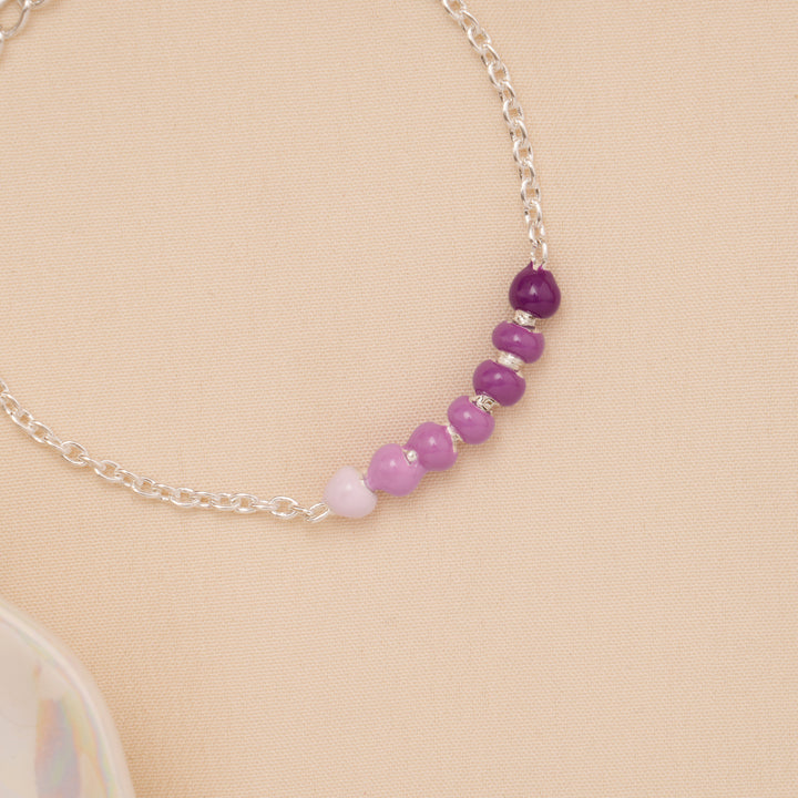 Purple Gradient Beaded Baby Silver Bracelet