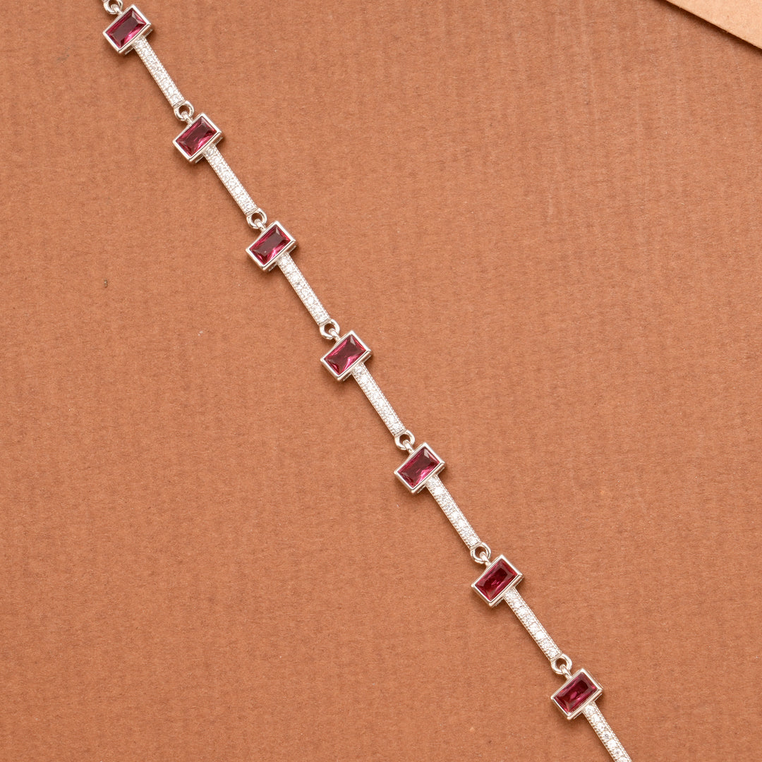 Radiant Women’s Red Stone Silver Bracelet