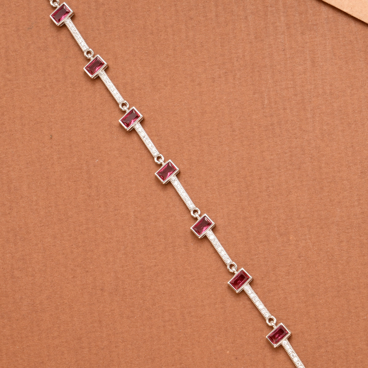 Radiant Women’s Red Stone Silver Bracelet
