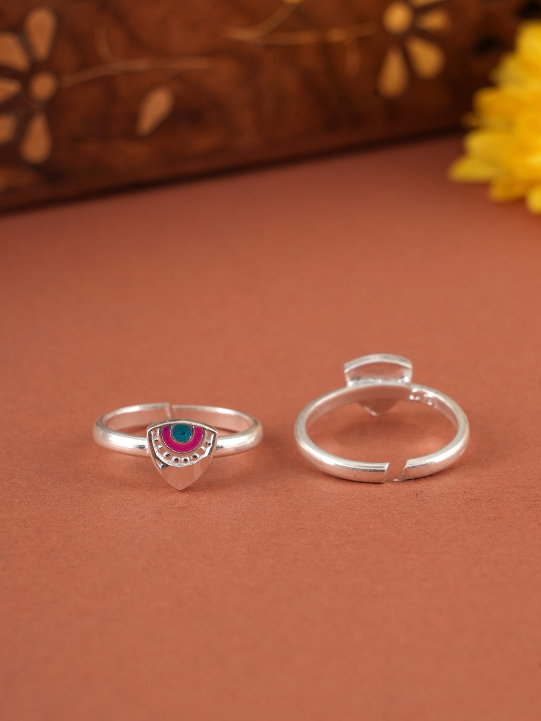 Triangle Shaped Blue and Pink Enamel Metti