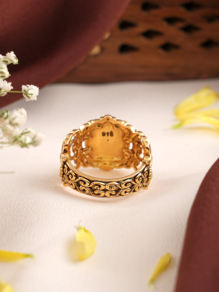 Royal Flower Navarathna Gold Ring