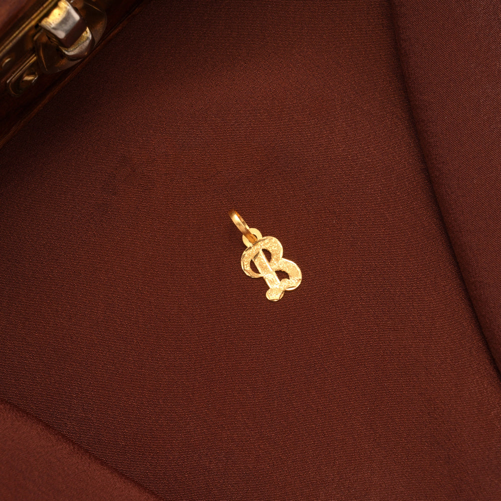 Stylish Yellow Gold Letter B Initial Pendant