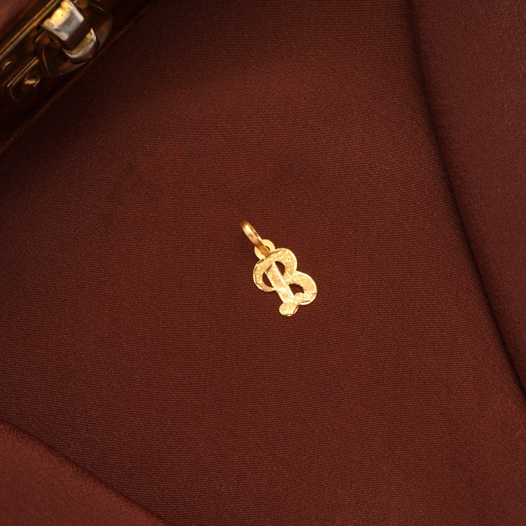 Stylish Yellow Gold Letter B Initial Pendant