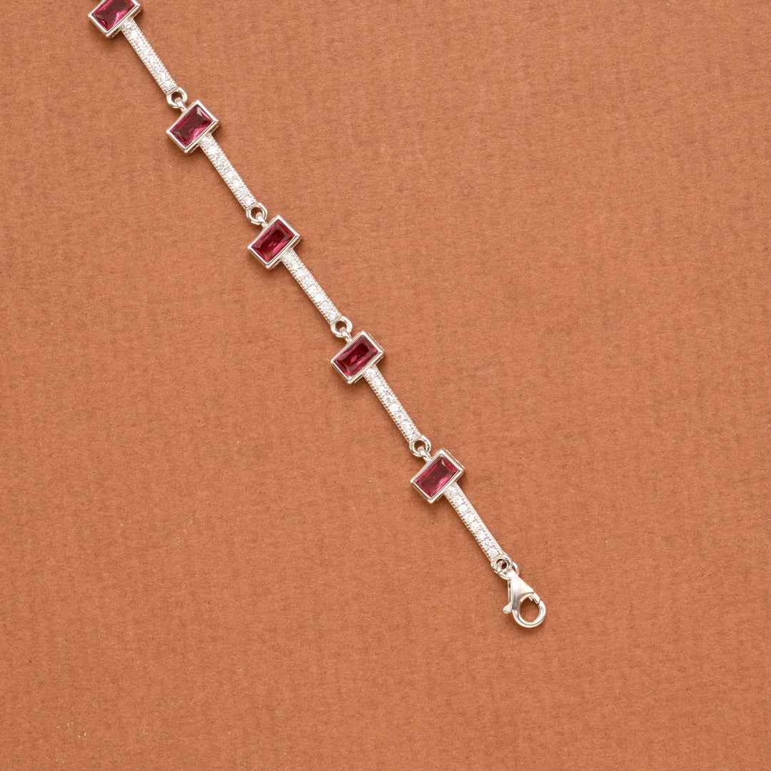 Radiant Women’s Red Stone Silver Bracelet