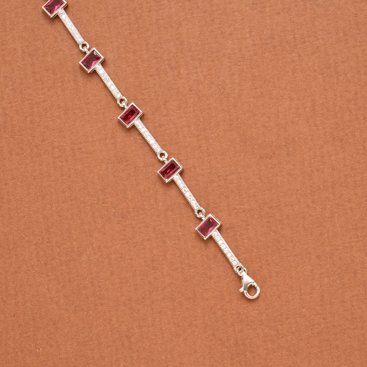 Radiant Women’s Red Stone Silver Bracelet