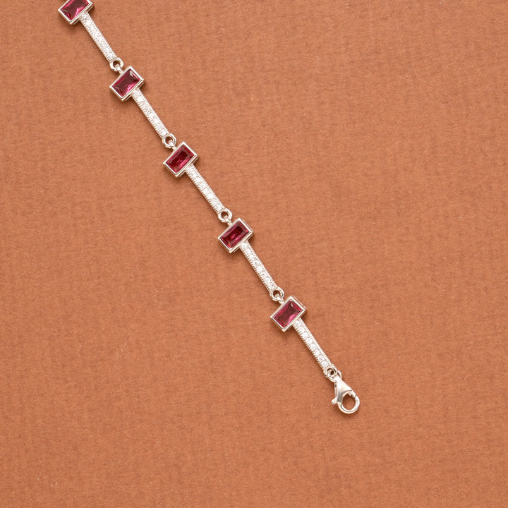Radiant Women’s Red Stone Silver Bracelet
