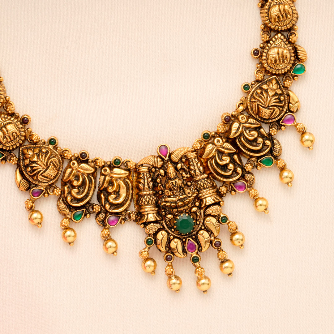 Antique Temple Inspired Lakshmi Necklace