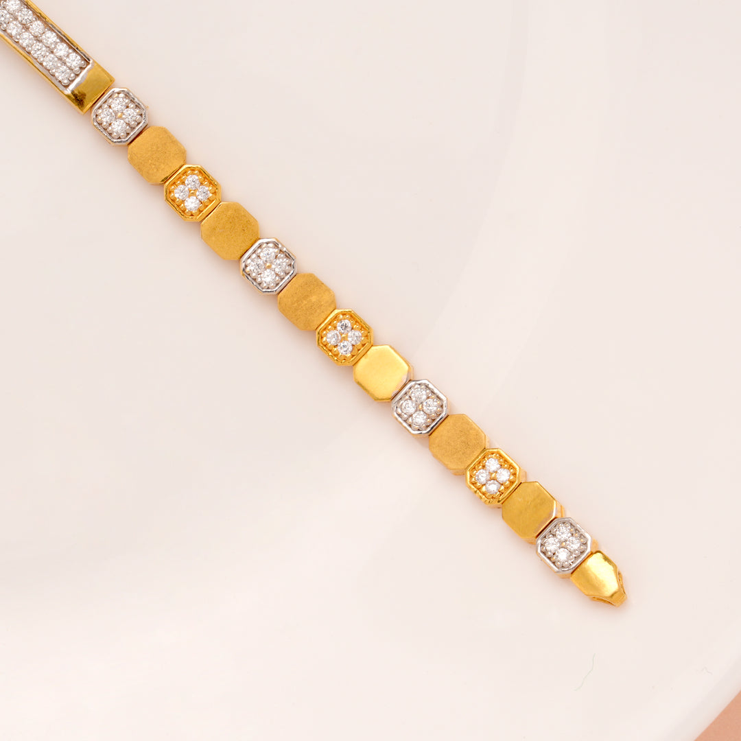 Dual Finish Square Shape Gold Bracelet for Women