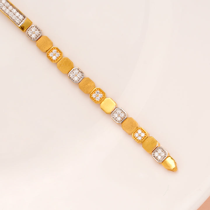 Dual Finish Square Shape Gold Bracelet for Women