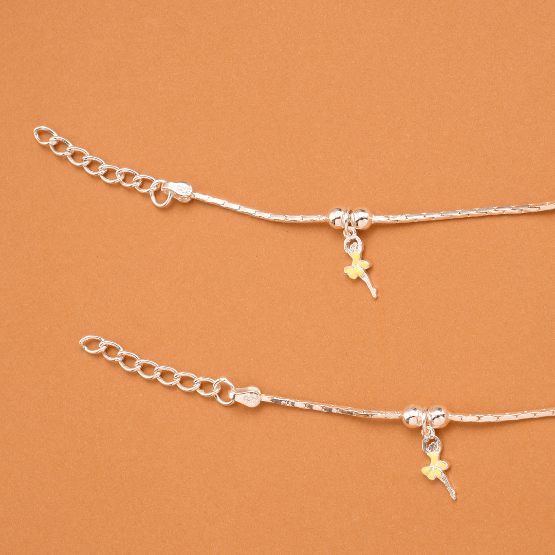 Tiny Charming Heart Silver Baby Anklets