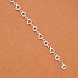 Elegant Hollow Heart Motif Silver Link Bracelet