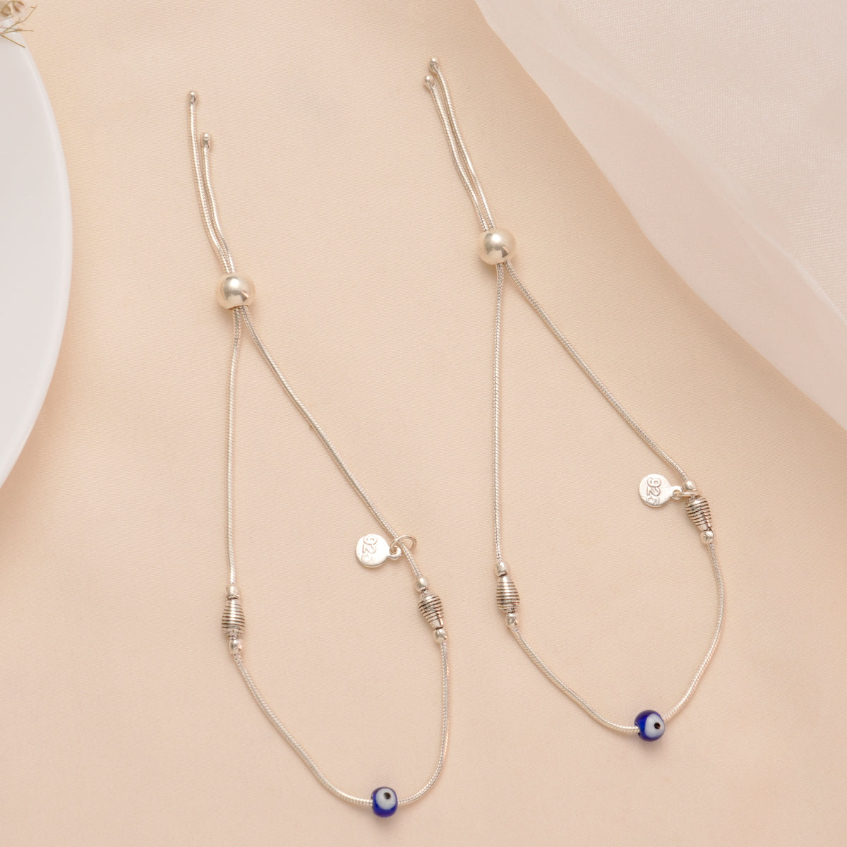 Modern Evil Eye Silver Anklet