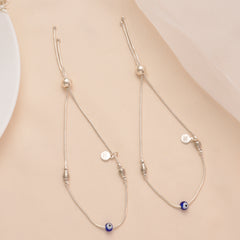 Modern Evil Eye Silver Anklet