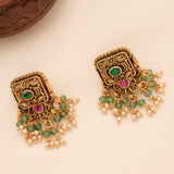 Blossom Floral Antique Pendant Golden Necklace Set