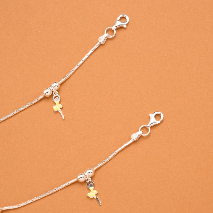 Tiny Charming Heart Silver Baby Anklets