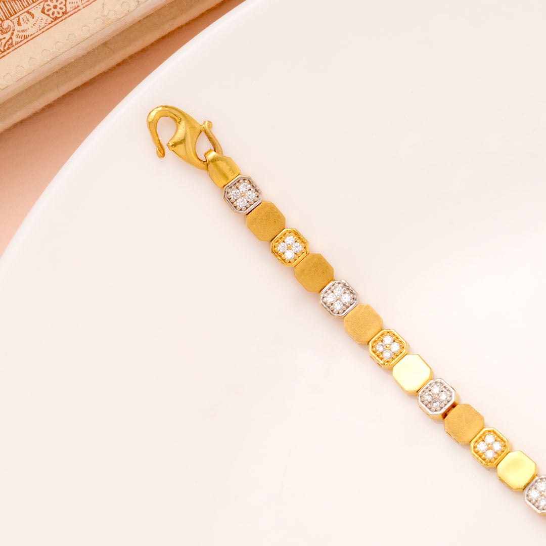 Dual Finish Square Shape Gold Bracelet for Women