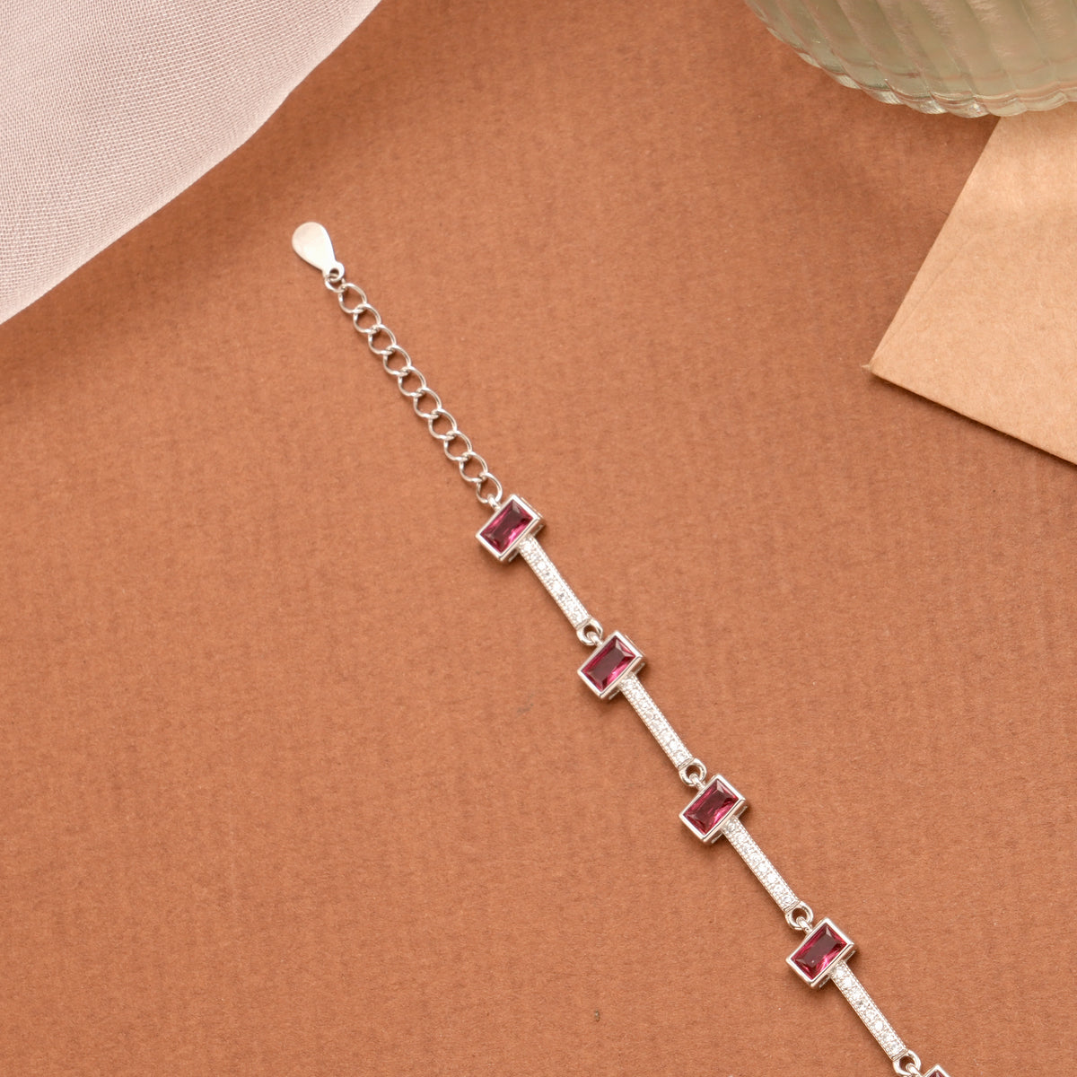 Radiant Women’s Red Stone Silver Bracelet