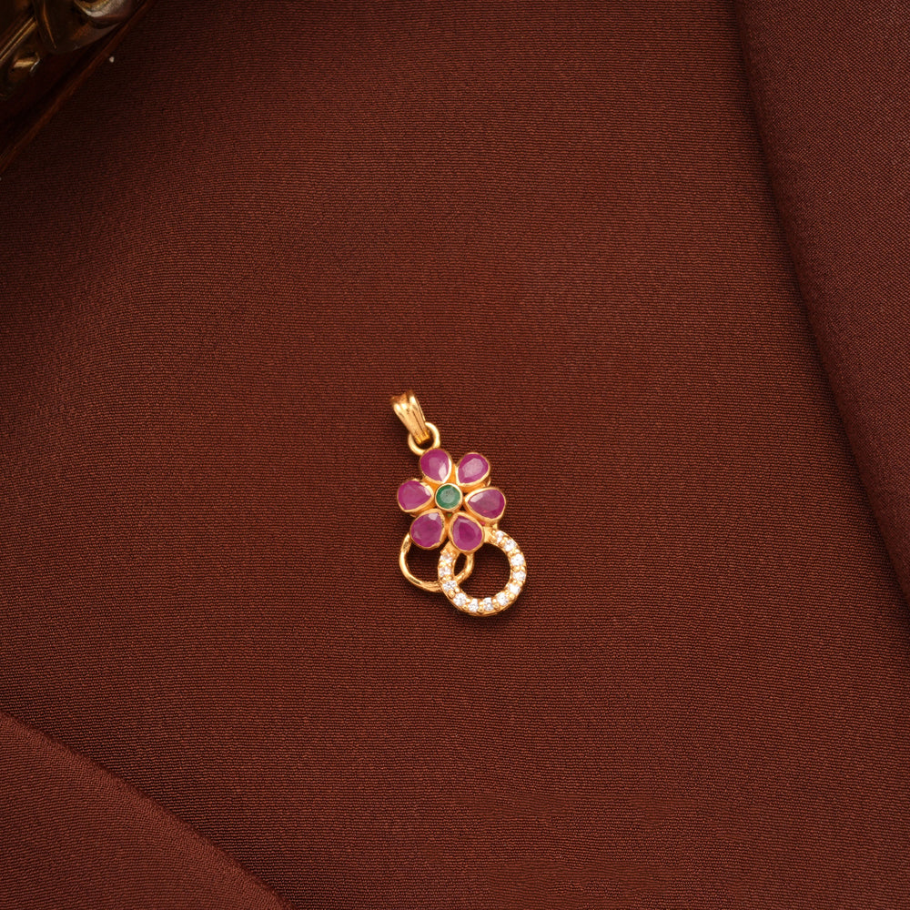 Beautiful Ruby Floral with Stone Gold Pendant