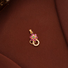 Beautiful Ruby Floral with Stone Gold Pendant