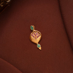 Ethnic Gold Lotus Leaf Motif Pendant