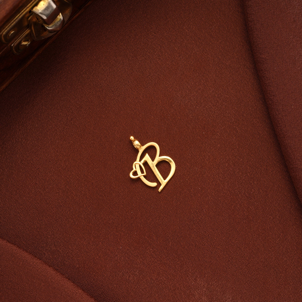Stylish Heart with B Letter Gold Pendant