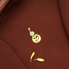 Vibrant Pastel Enamel Gold Floral Charm Pendant