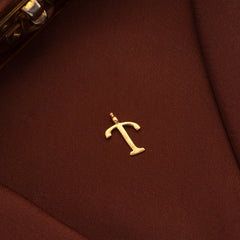 Sleek Yellow Gold Letter T Initial Pendant