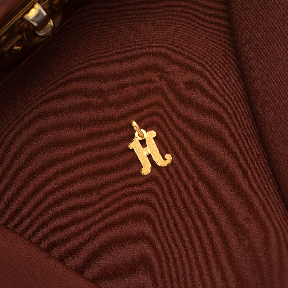 Textured Gold Letter H Initial Pendant