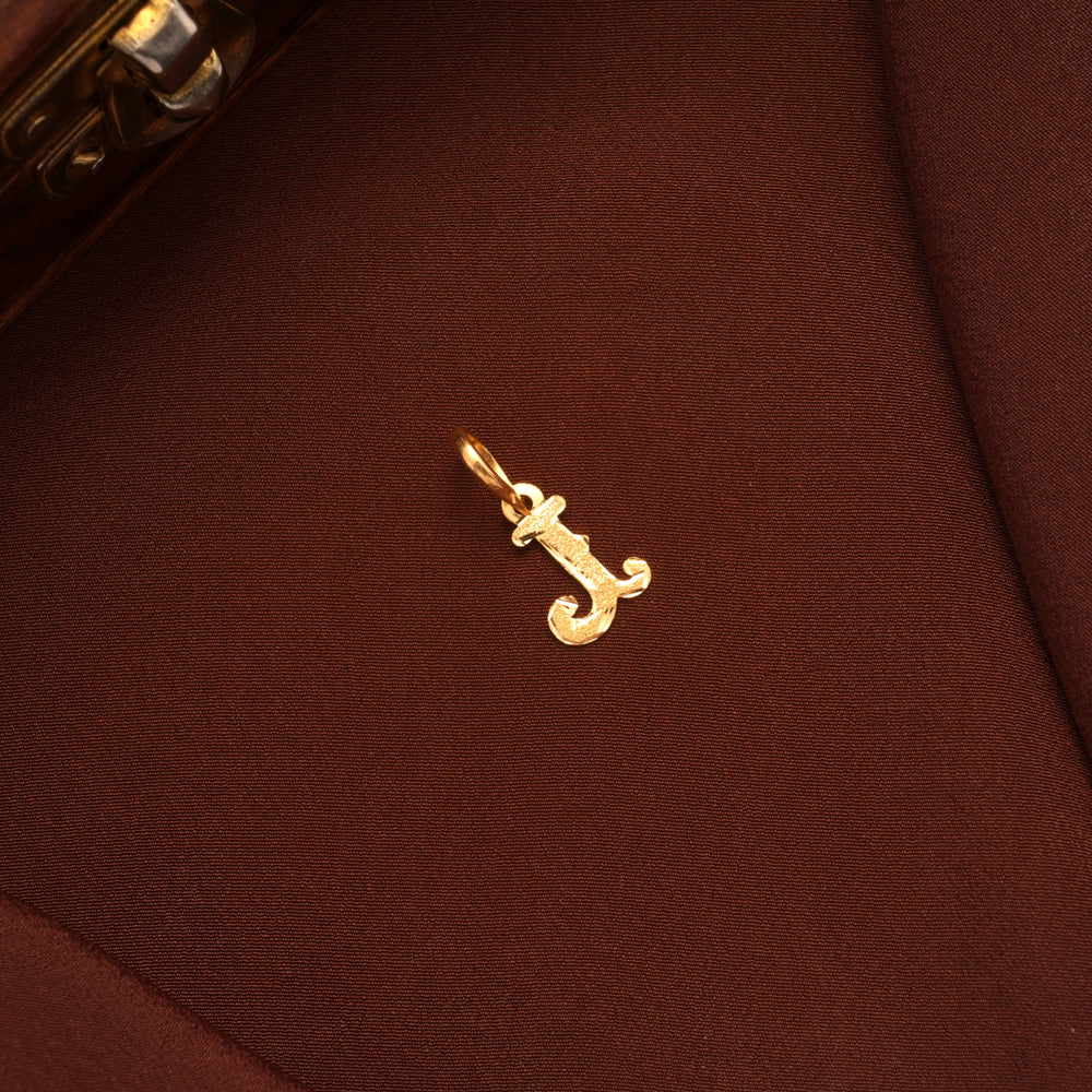 Vintage Style Initial J Gold Pendant
