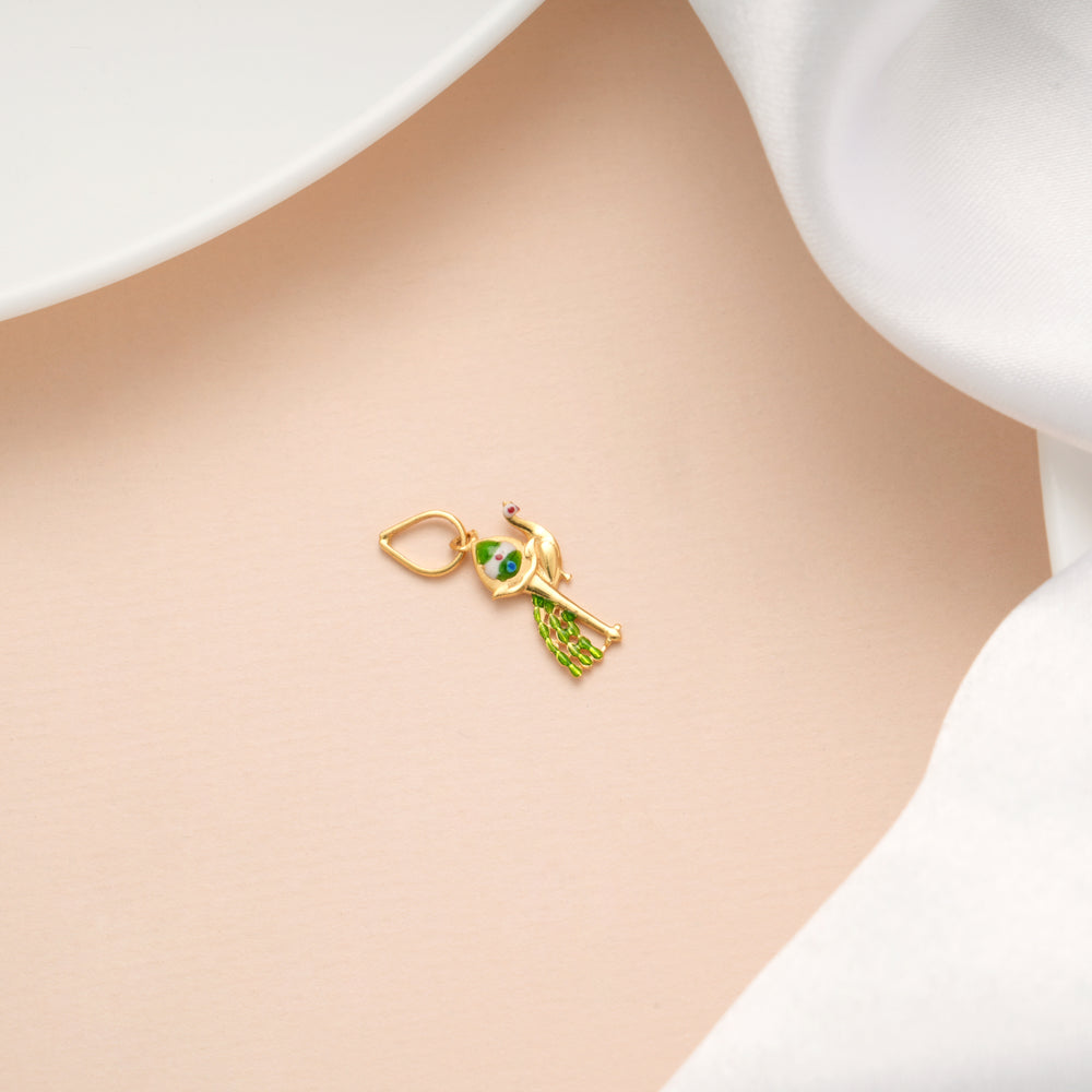 Murugan Vel with Peacock Gold Pendant