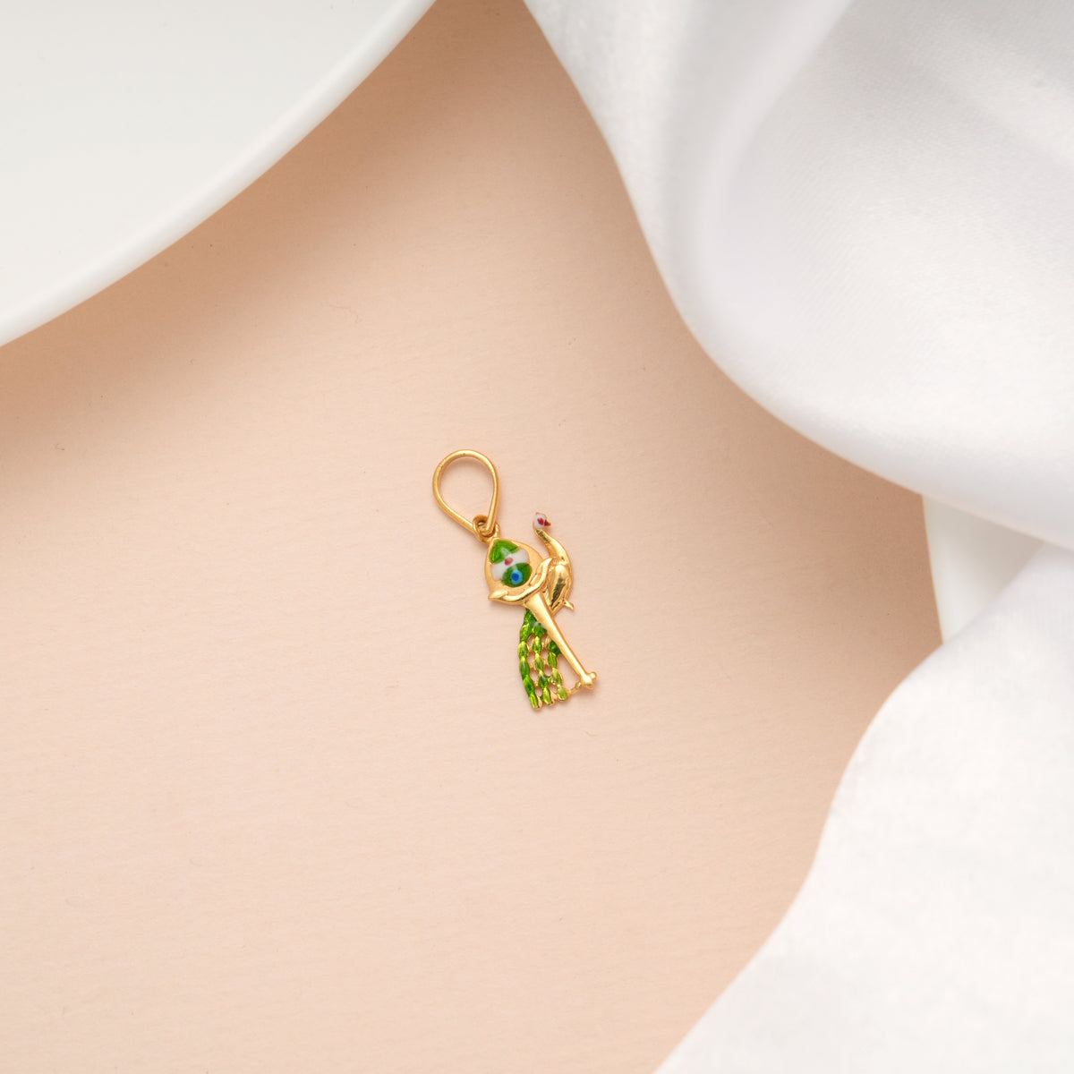 Tiny Charm Vel Peacock Enamel Gold Pendant