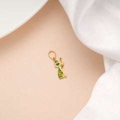 Tiny Charm Vel Peacock Enamel Gold Pendant