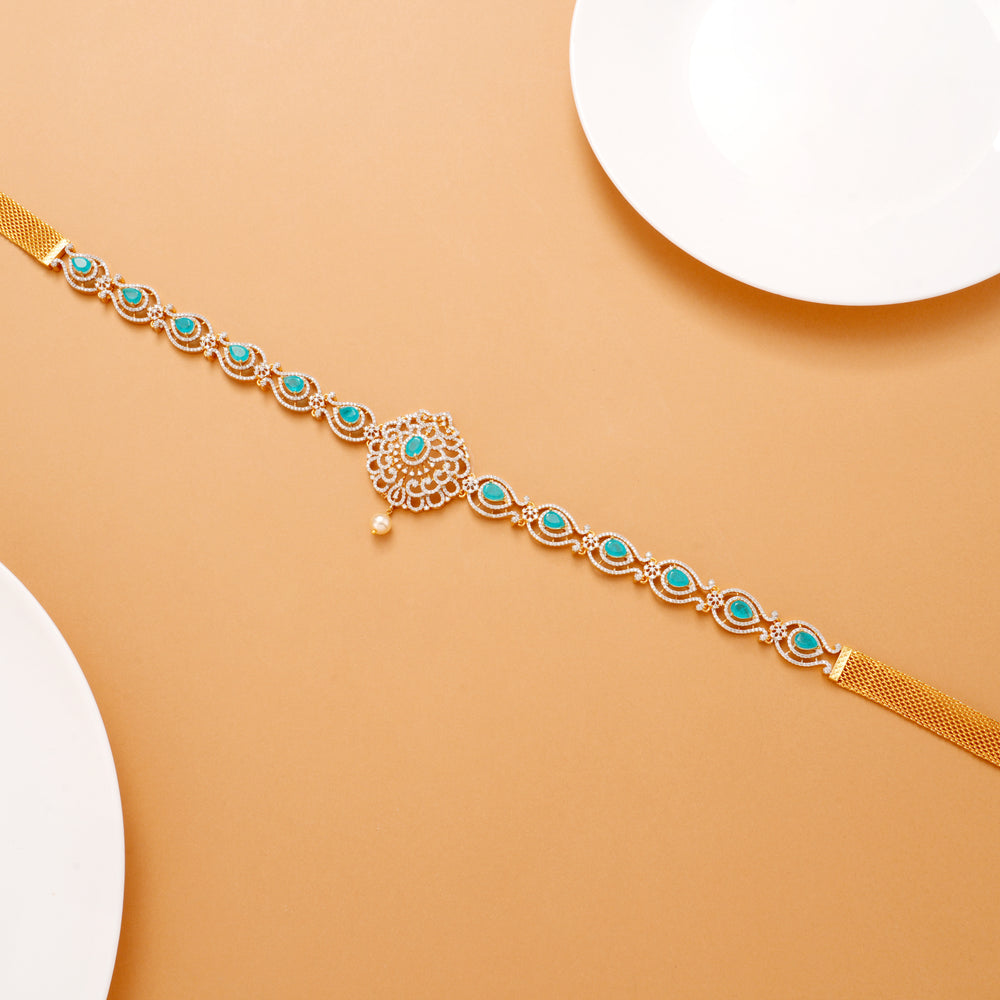 Emerald Leaf Design Swarovski Oddiyanam