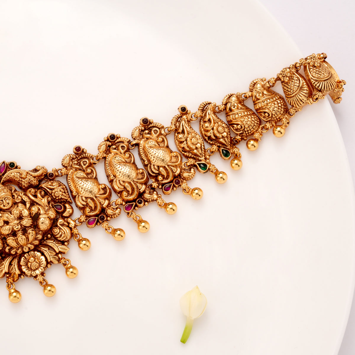 Antique Lakshmi with Emerald Stone Golden Hip Belt