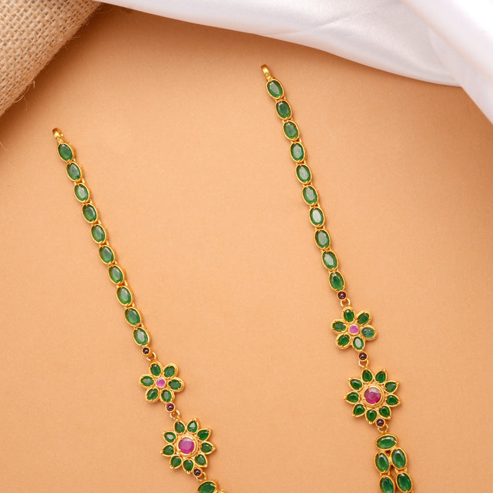 Emerald Dual Floral Drops Layer Necklace