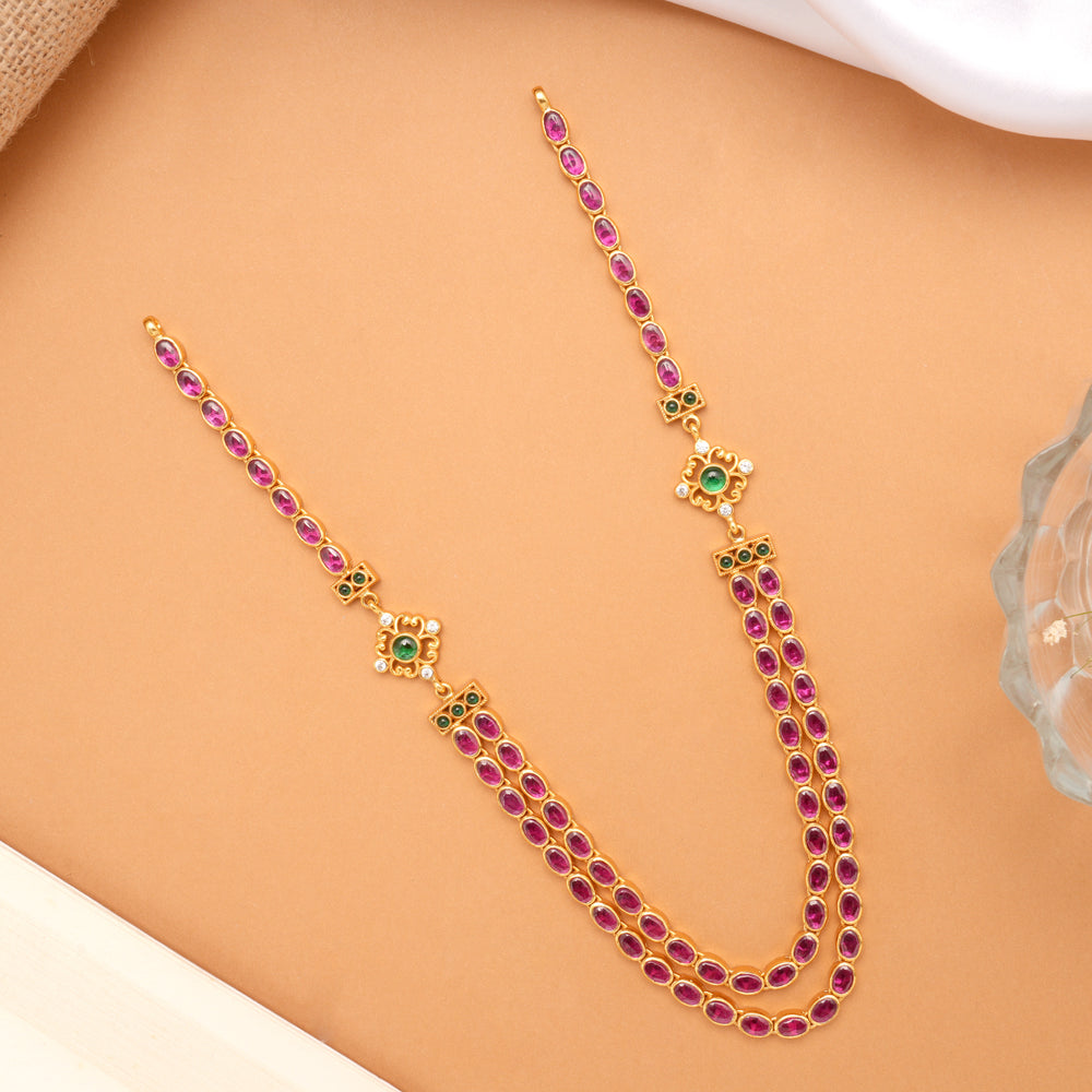 Traditional Two Layer Ruby Stone Golden Haram