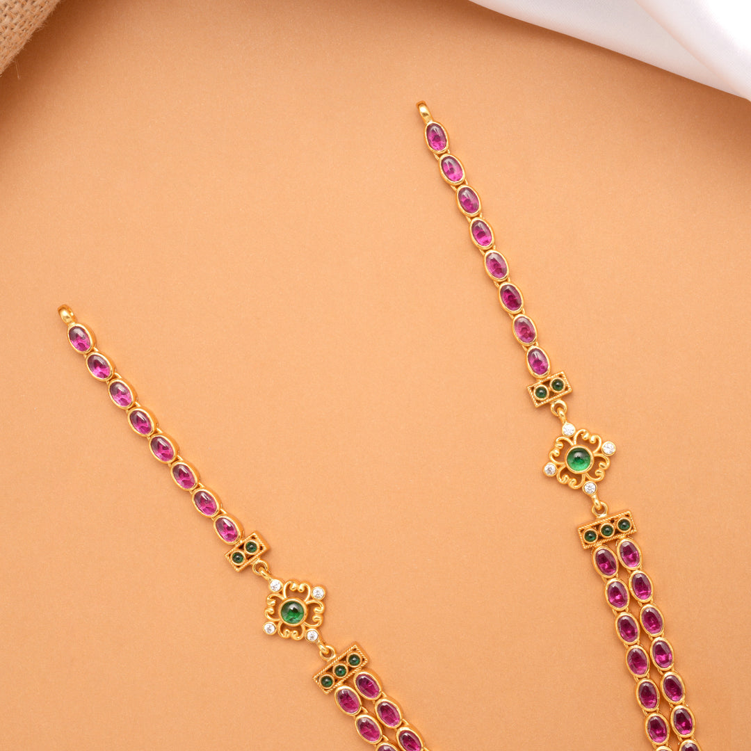 Traditional Two Layer Ruby Stone Golden Haram