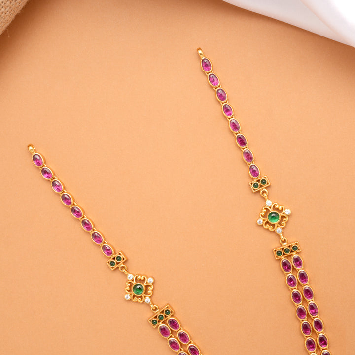 Traditional Two Layer Ruby Stone Golden Haram
