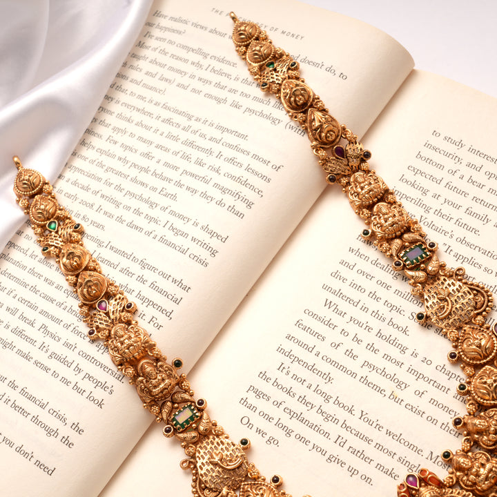 Ethnic Coral Beads Lakshmi Temple Golden Haram
