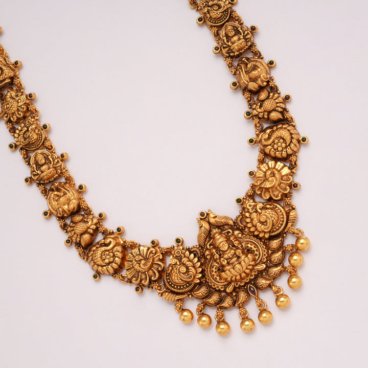 Grand Lakshmi Antique Finish Golden Lakshmi Haram