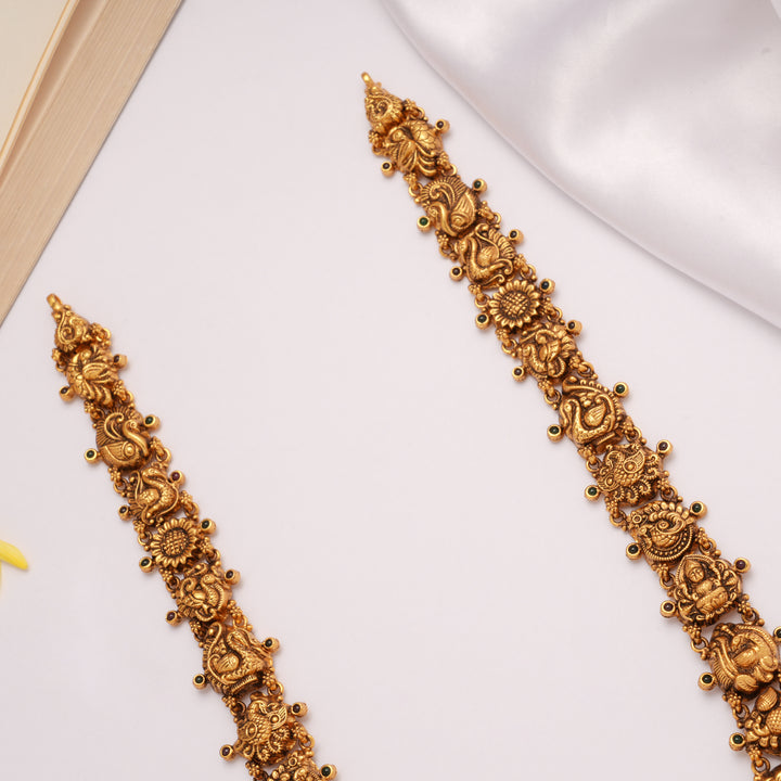 Grand Lakshmi Antique Finish Golden Lakshmi Haram