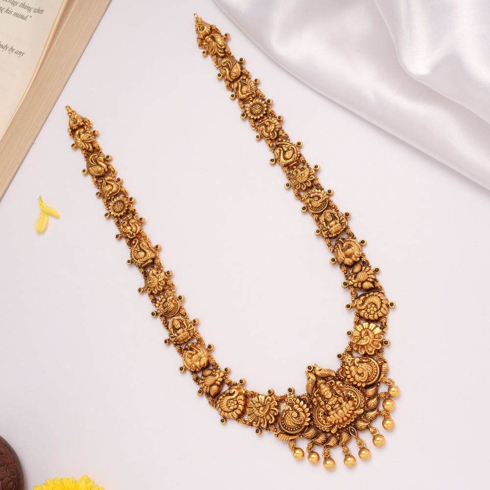 Grand Lakshmi Antique Finish Golden Lakshmi Haram